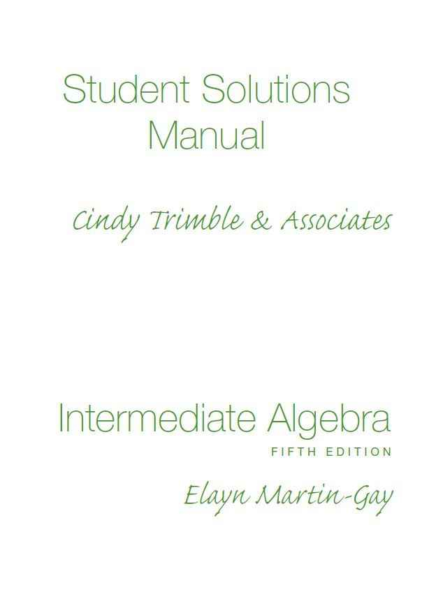 Intermediate Algebra: Student Solutions Manual - Component, 5th Revised edition