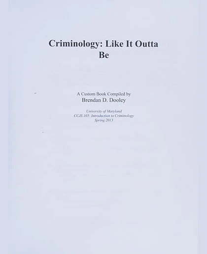 Criminology: Like It Outta Be