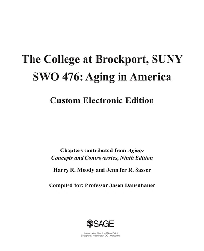 Custom: The College at Brockport SUNY SWO 476 Aging in America Dauenhauer Custom Electronic Edition