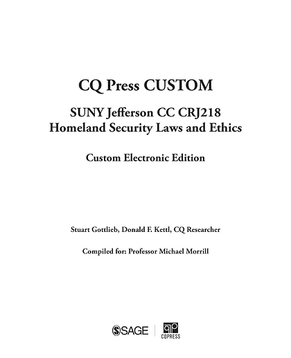 Custom: SUNY Jefferson CC CRJ218 Homeland Security Laws and Ethics, 1st Edition