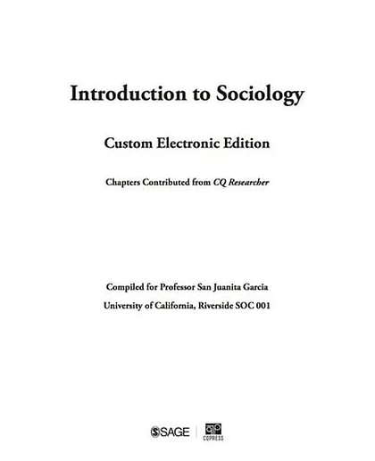Custom: University of California Riverside SOC 001 Introduction to Sociology Custom Electronic Edition