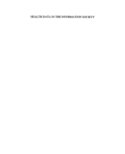 Health Data in the Information Society: Proceedings of Mie2002