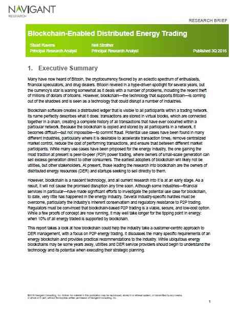 Blockchain-Enabled Distributed Energy Trading