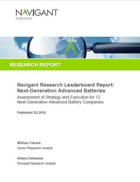 Navigant Research Leaderboard Report: Next-Generation Advanced Batteries