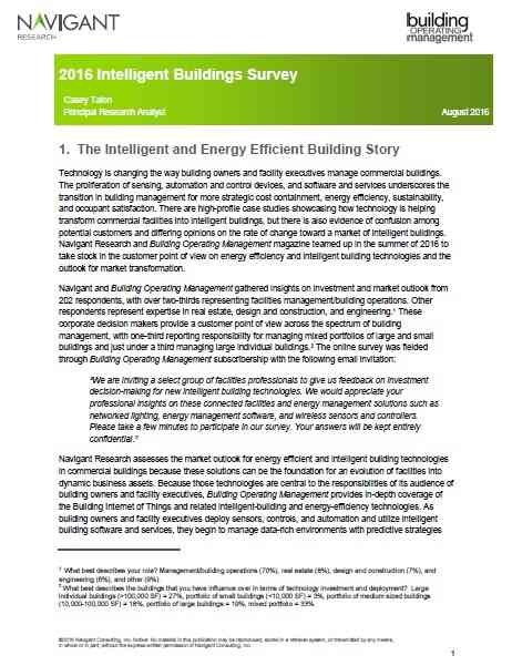 2016 Intelligent Buildings Survey